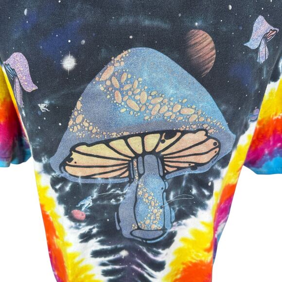 Liquid Blue Mushrooms T-Shirt Men’s XL Tie-Dye Space Short Sleeve Multicolor - Picture 2 of 8